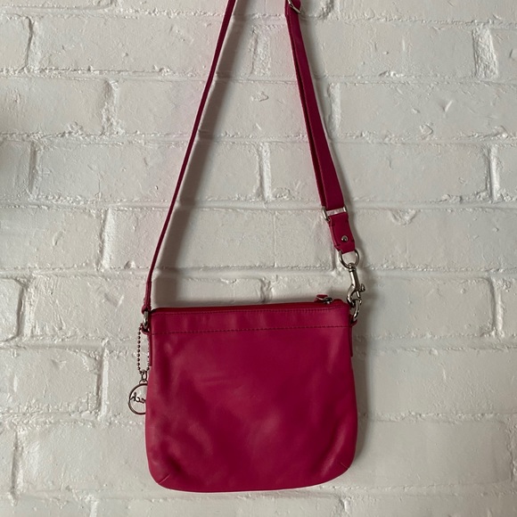 COACH Mini Hot Pink Leather Crossbody - Picture 7 of 8